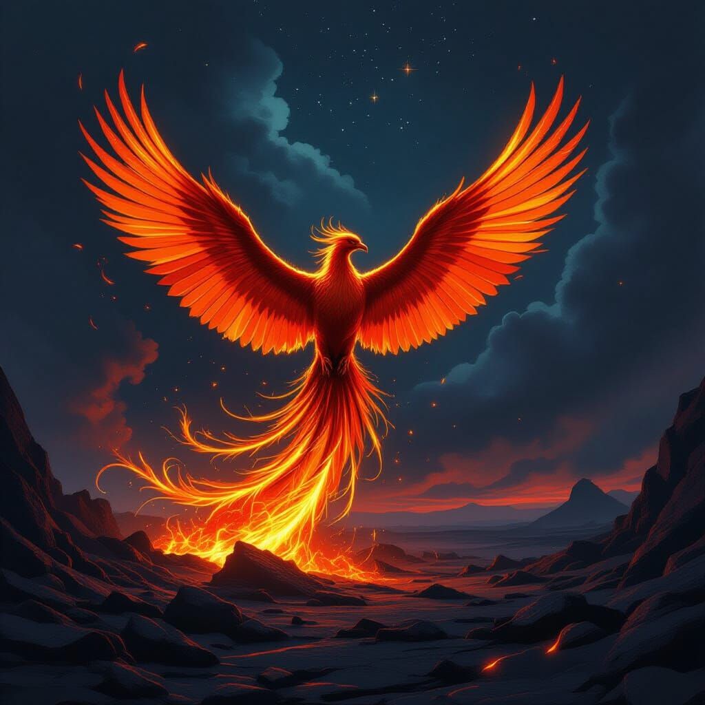 Phoenix Rising in a Volcanic Landscape
