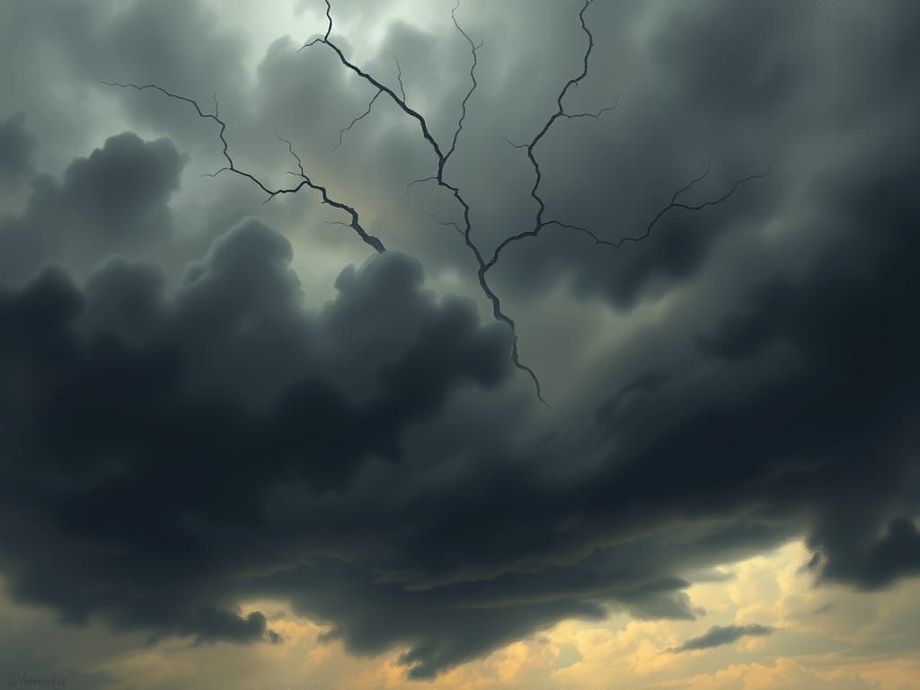 Ominous Cracked Sky with Dark Clouds