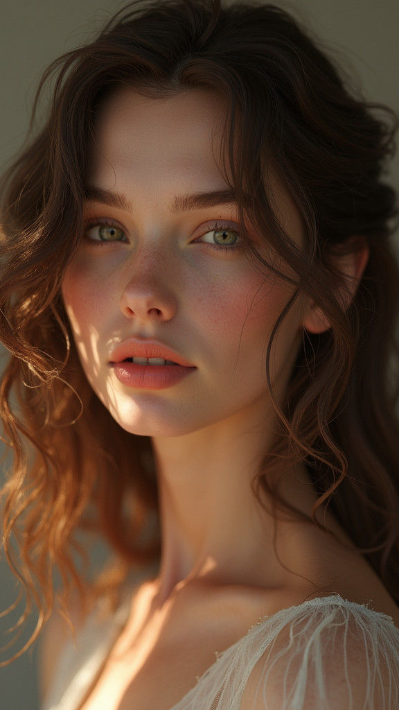 Serene Woman Portrait in Art Nouveau Style