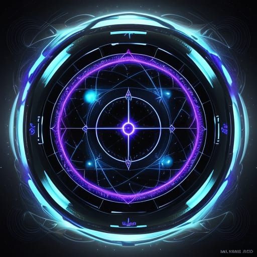 Glowing Alien Artifact with Runes in Nebula