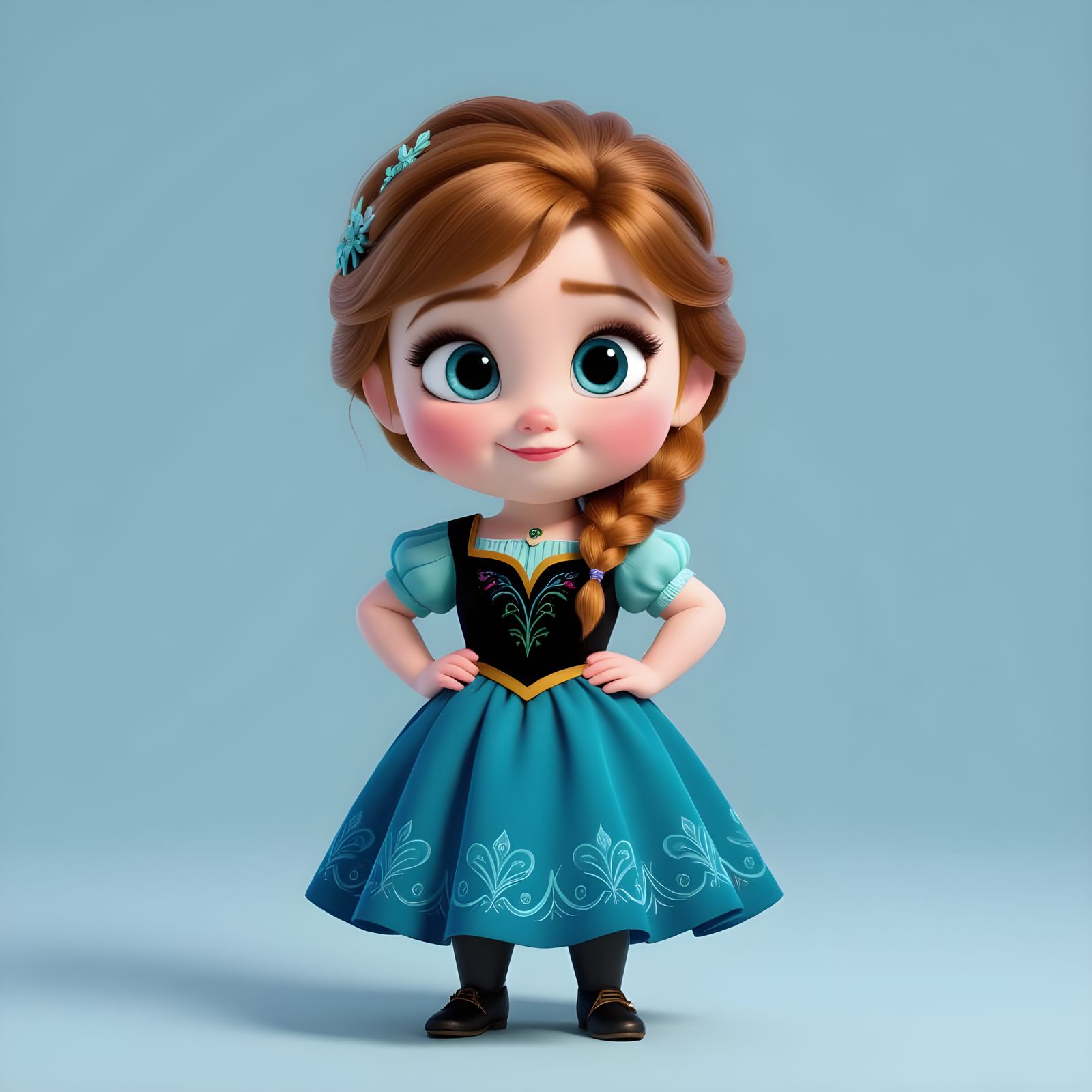 Cute Baby Anna in Pastel Style Pixar Rendering