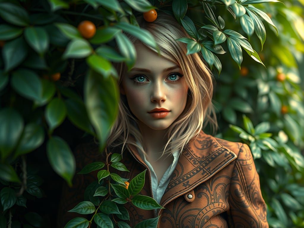 Surreal Jungle Goddess in Earth-Toned Splendor