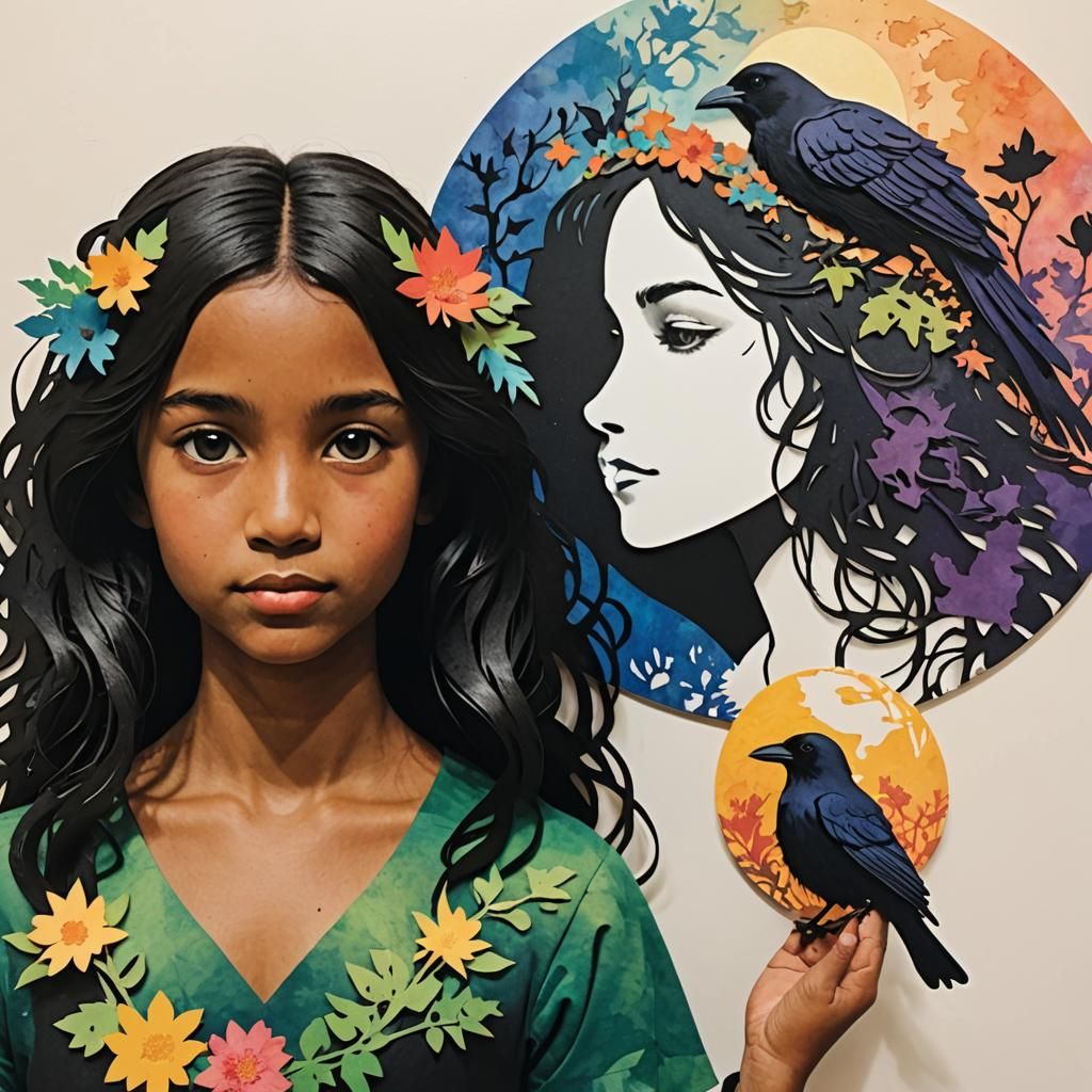 Fairytale Raven Princess in Silhouette Cutouts