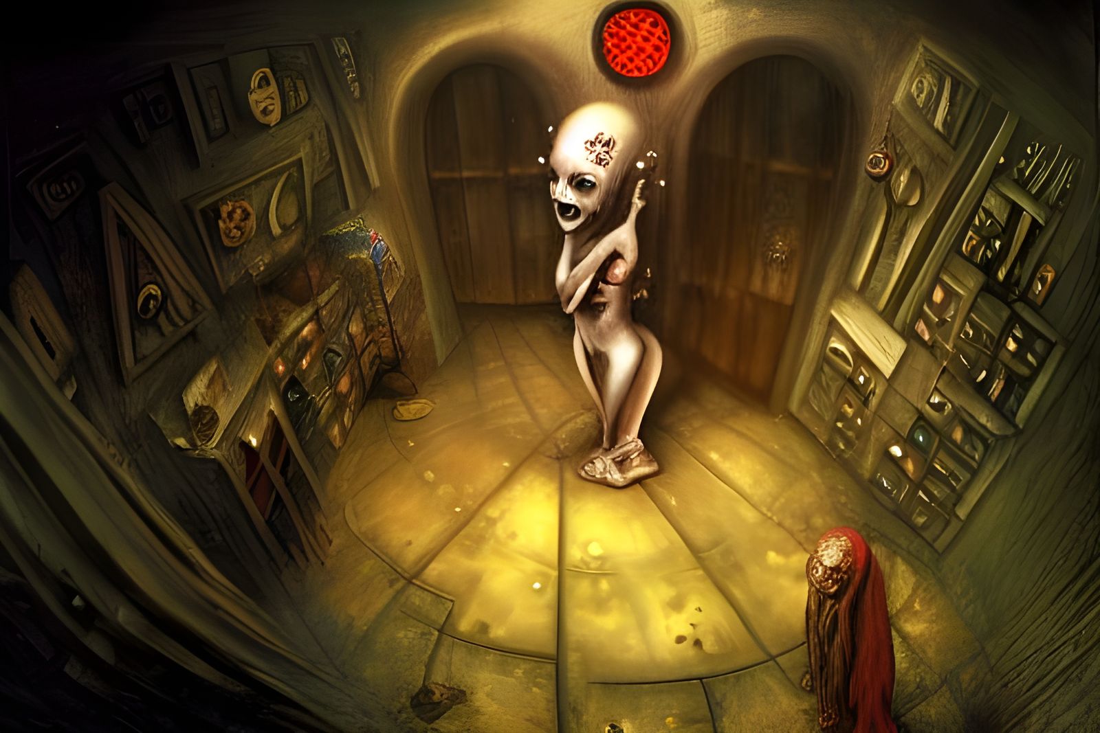 Cenobite in Basement: A Bosch-Inspired Nightmare