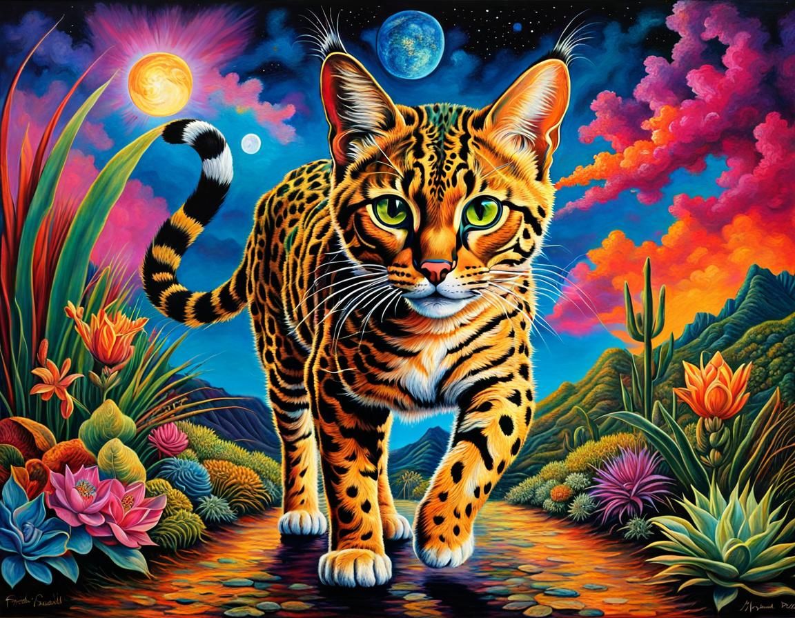 Majestic Serval Cat in Neo-Expressionist Style