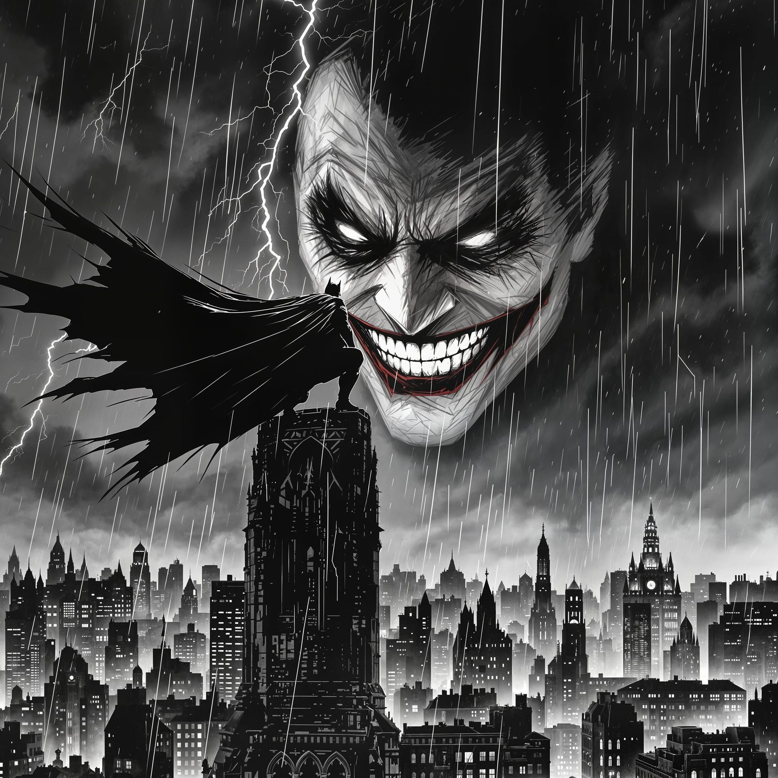 Batman's Gothic Vigil in Stormy Gotham
