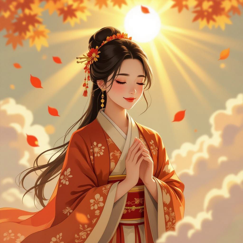 Serene Woman in Mid-Autumn Festival Light