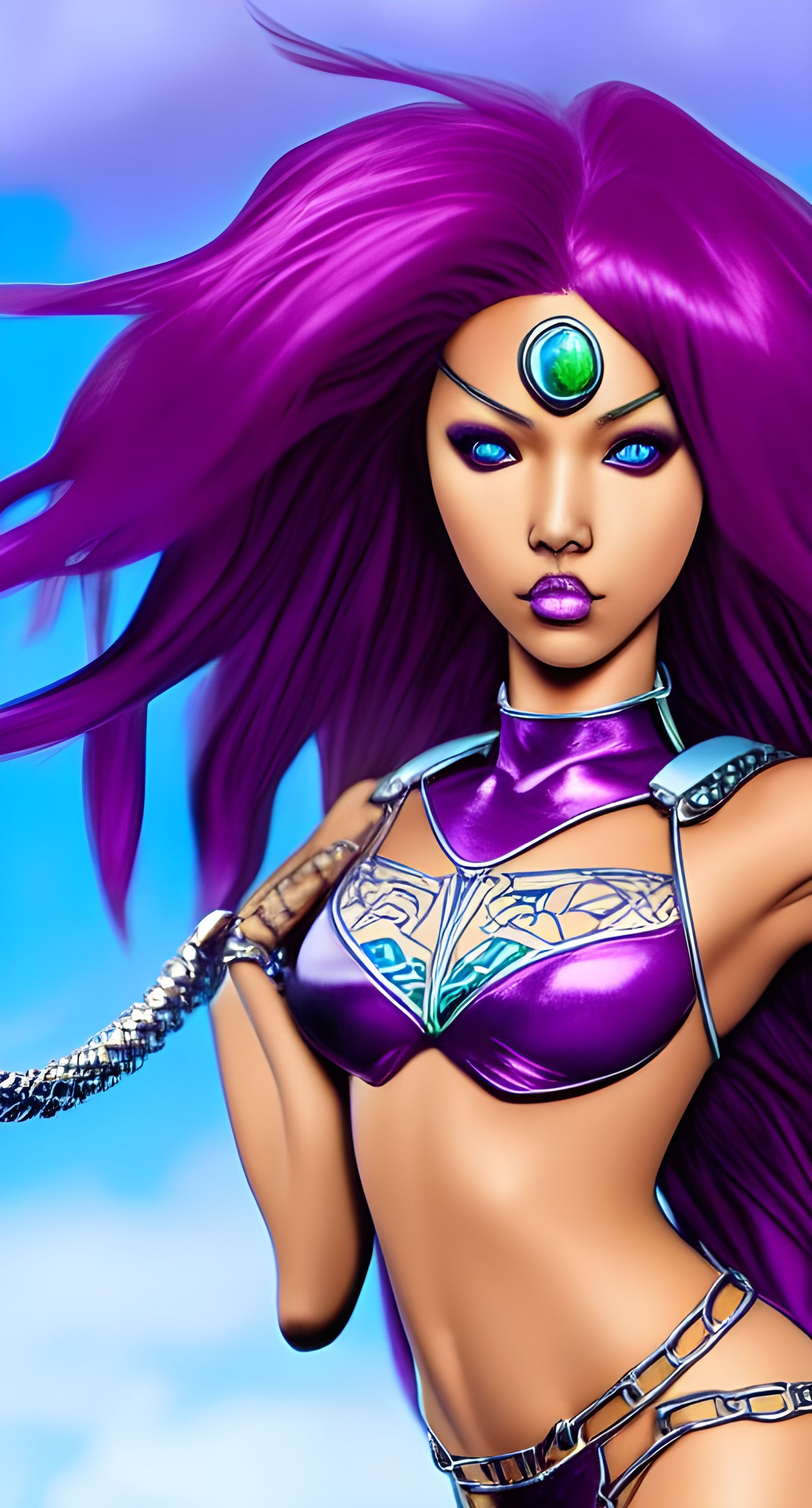 Hyper-Realistic Starfire in Mesh Bikini, Pinup Style