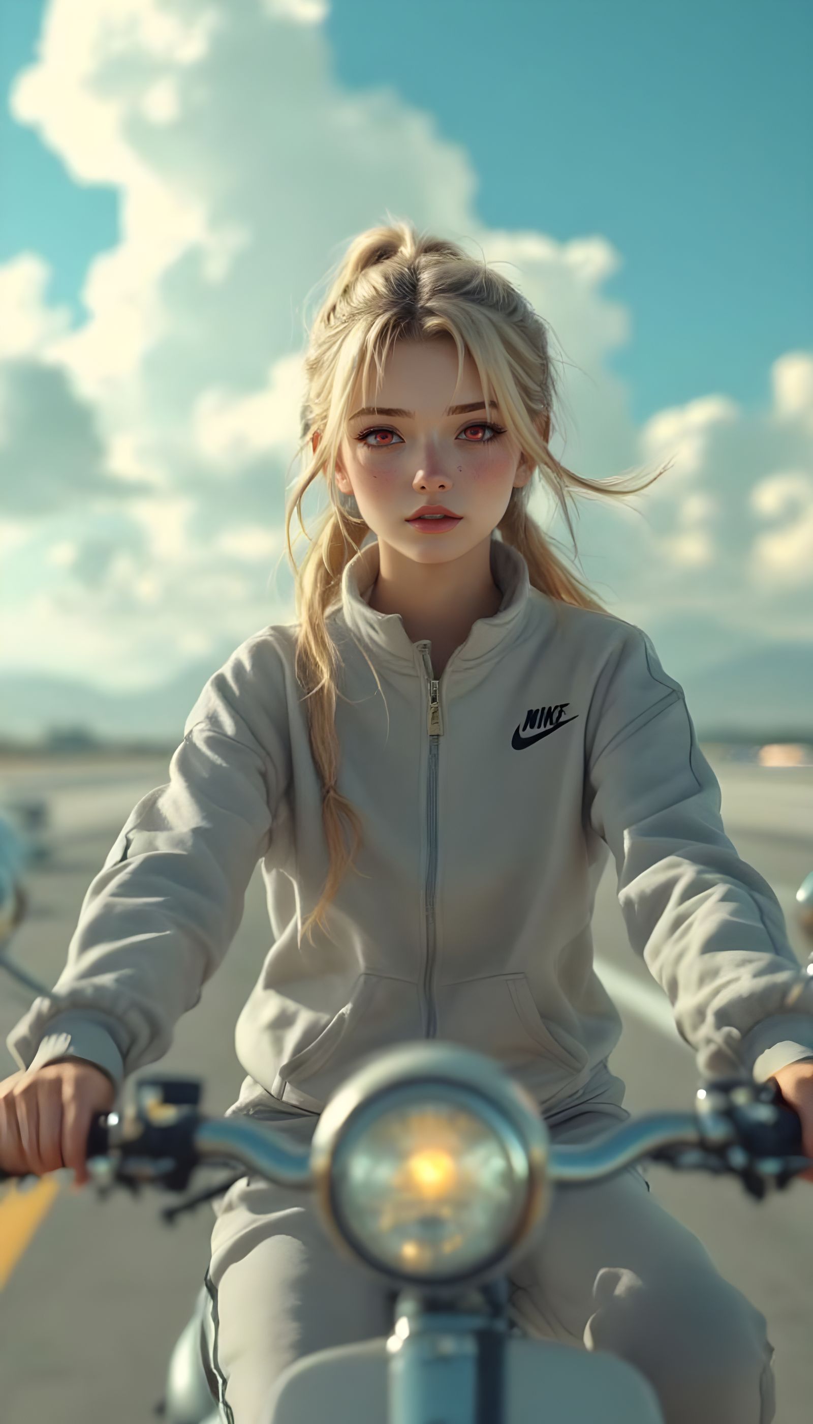 Anime Style Girl on Scooter at Airport