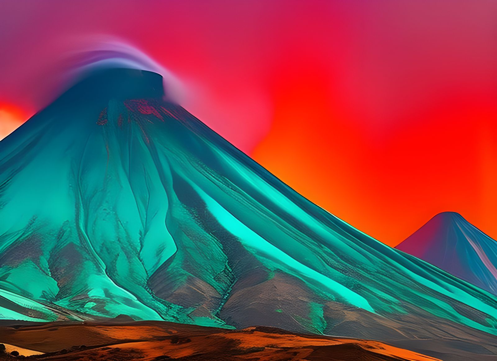 Psychedelic Glowing Volcano Eruption