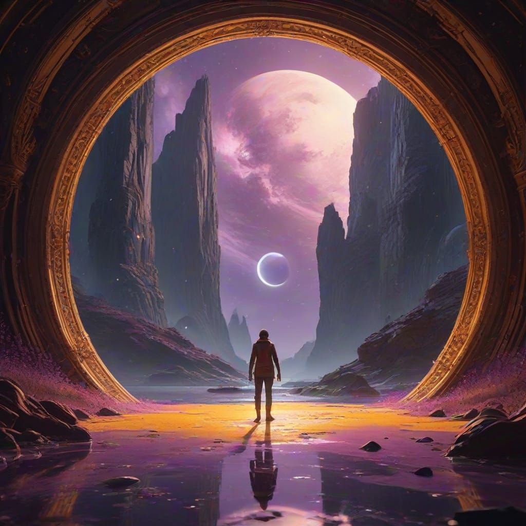 Ethereal Cosmic Portal Unfolds in Swirling Vortex of Purple ...