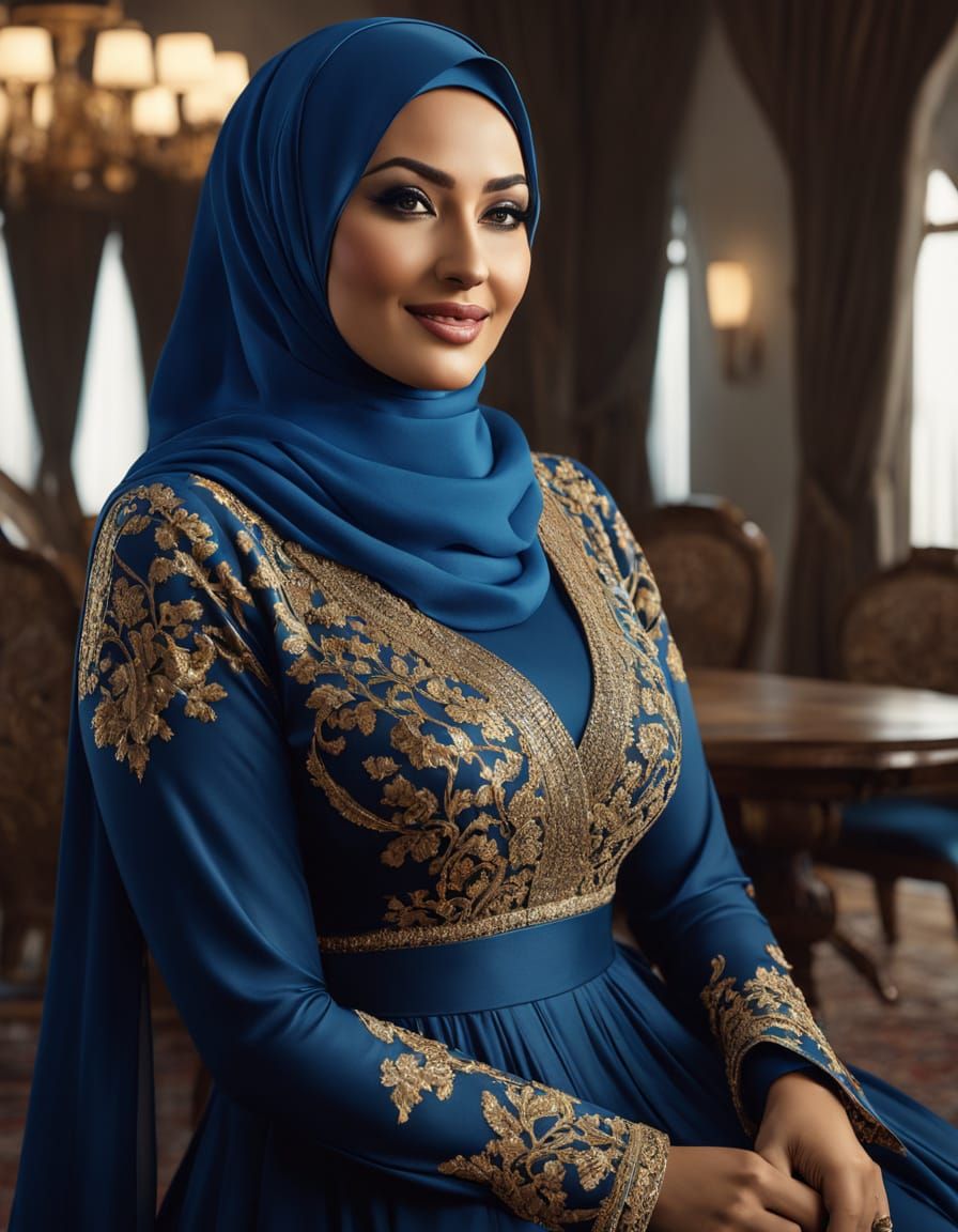 Elegant Gothic Hijabi Woman in Pop Art Style