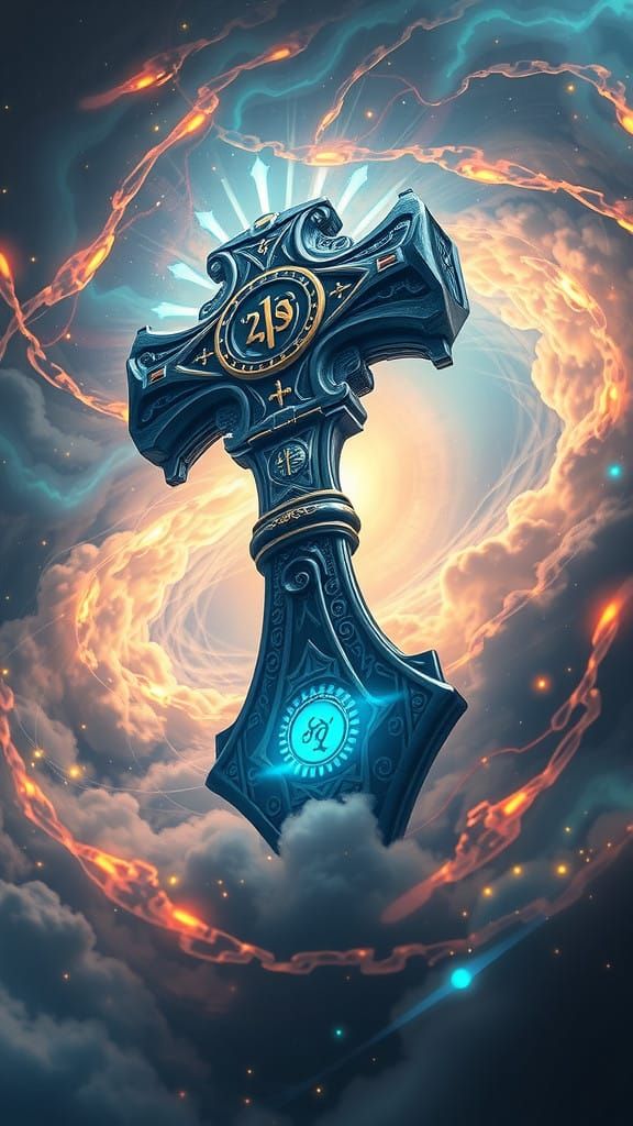 Ethereal Warhammer of Divine Justice in Swirling Vortex of L...