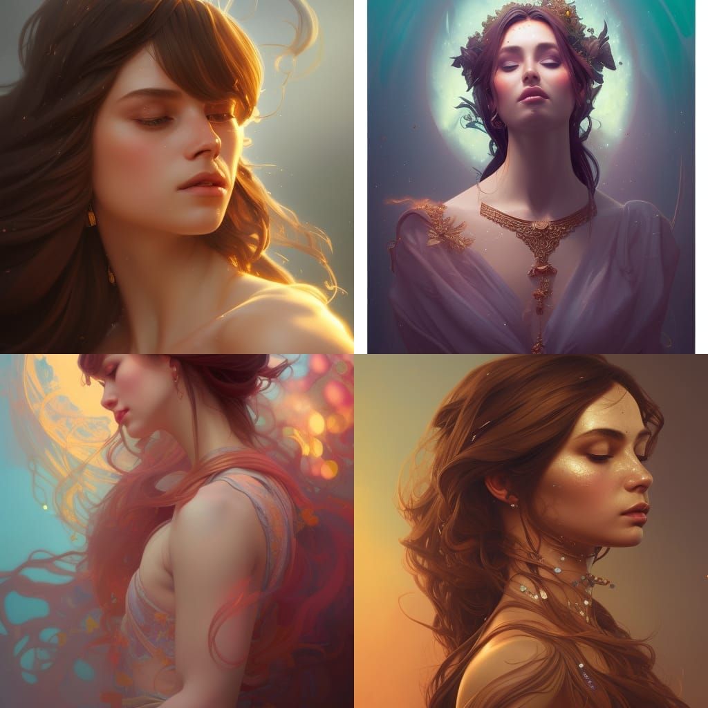 Divine Feminine Portrait in Art Nouveau Style