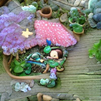 Enchanted Fairy Garden Scene in Dreamy Light