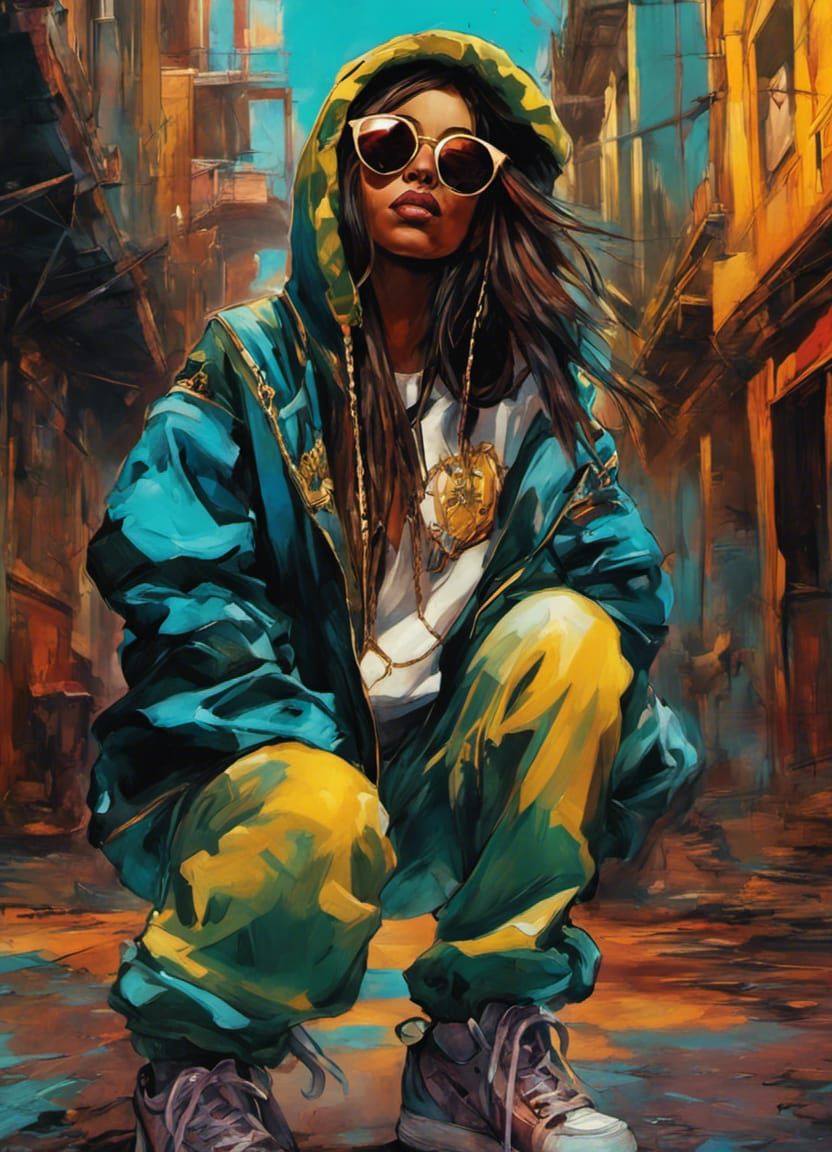 Street Hip Hop Girl Dancing: Graffiti Art Style