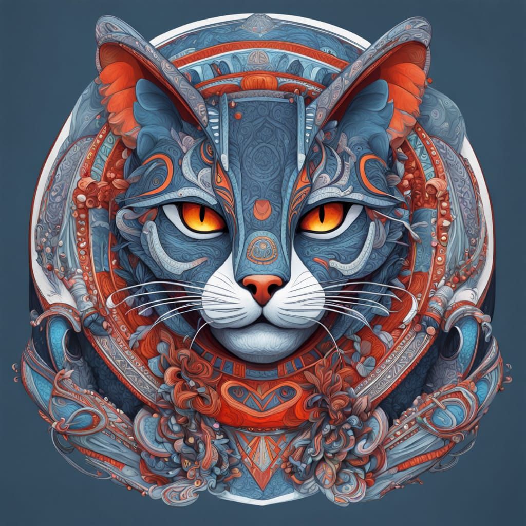 Indigenous Formline Cat Portrait