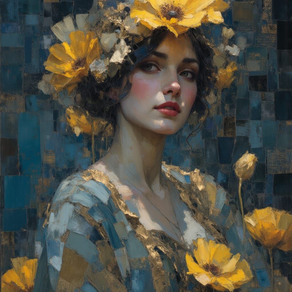 Bride Portrait in Storm Grey, Petrol Blue and Gold