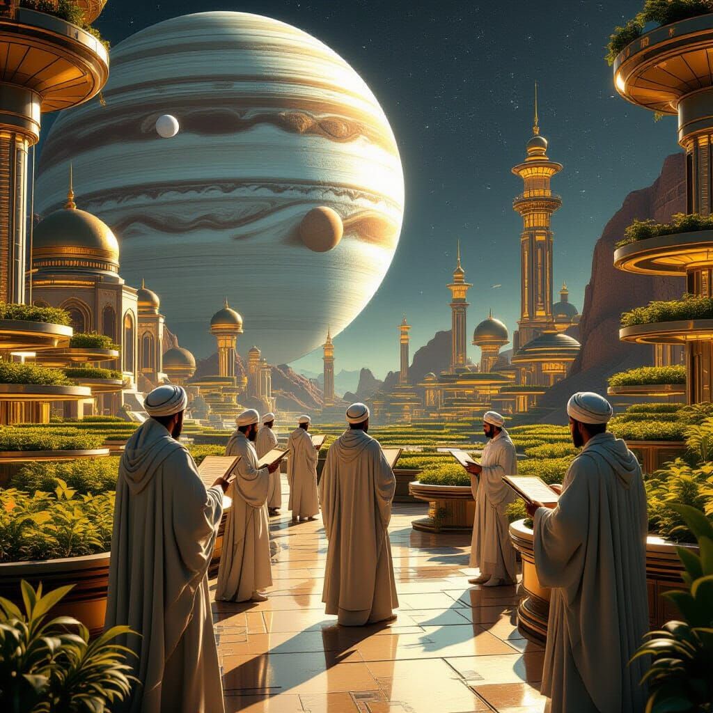 Futuristic Oasis: Jupiter Moon Research Center