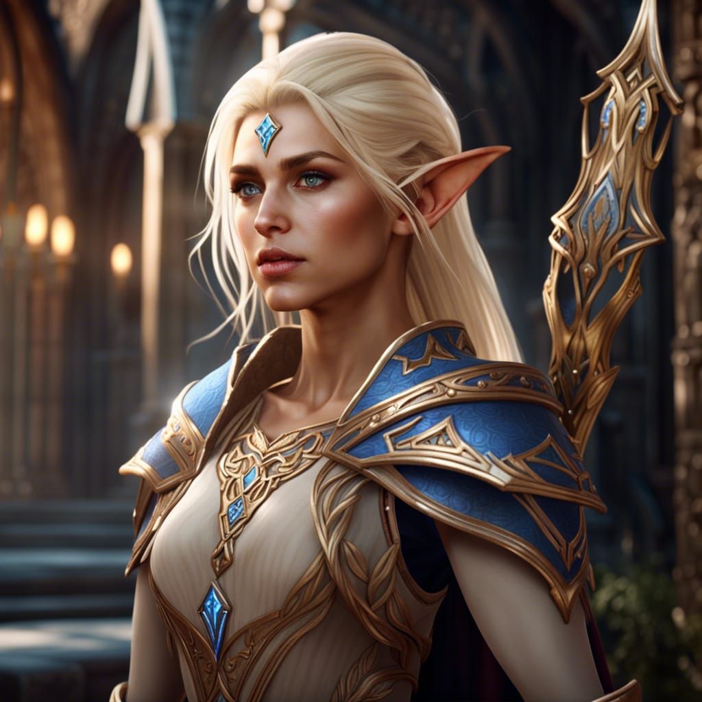 Beautiful High Elf Celestine Lucross Fantasy Art