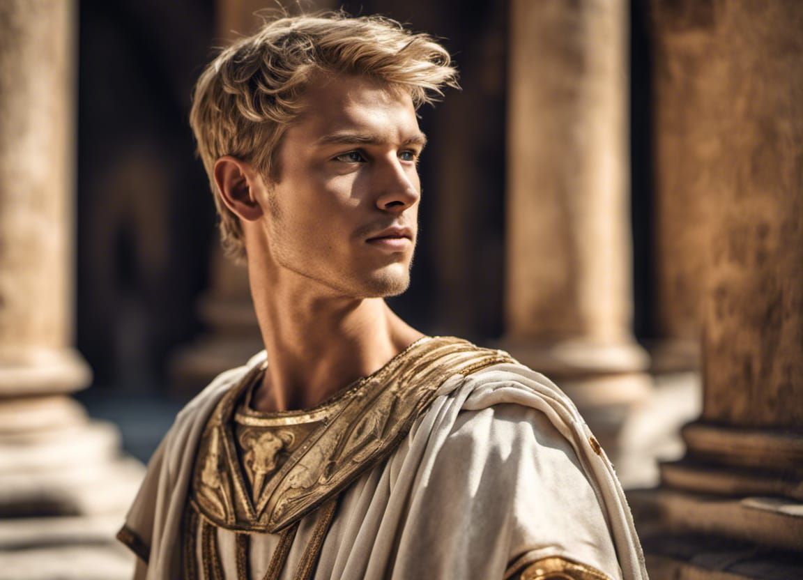 Roman Son of Apollo in Ancient Temple