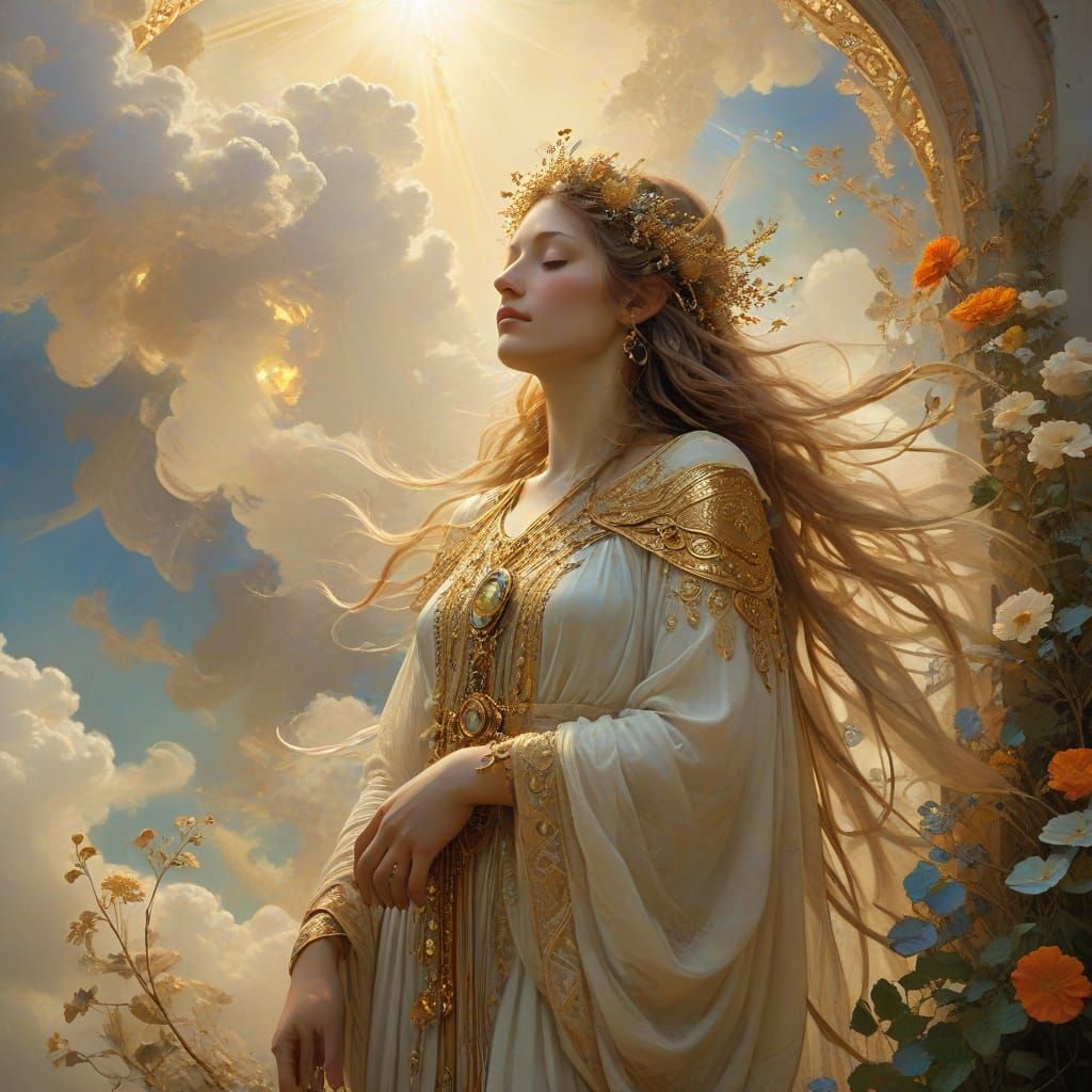 Gilded Druid Priest in Symbolist Style