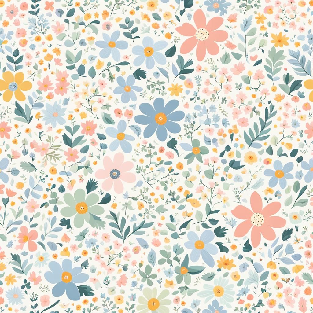 Seamless Ditzy Floral Pattern in Pastel Colors