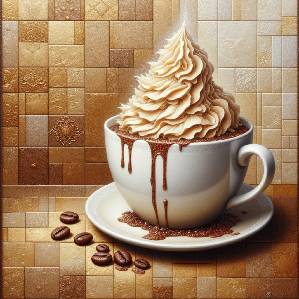 Steaming Cappuccino in Aggressive Impasto Style