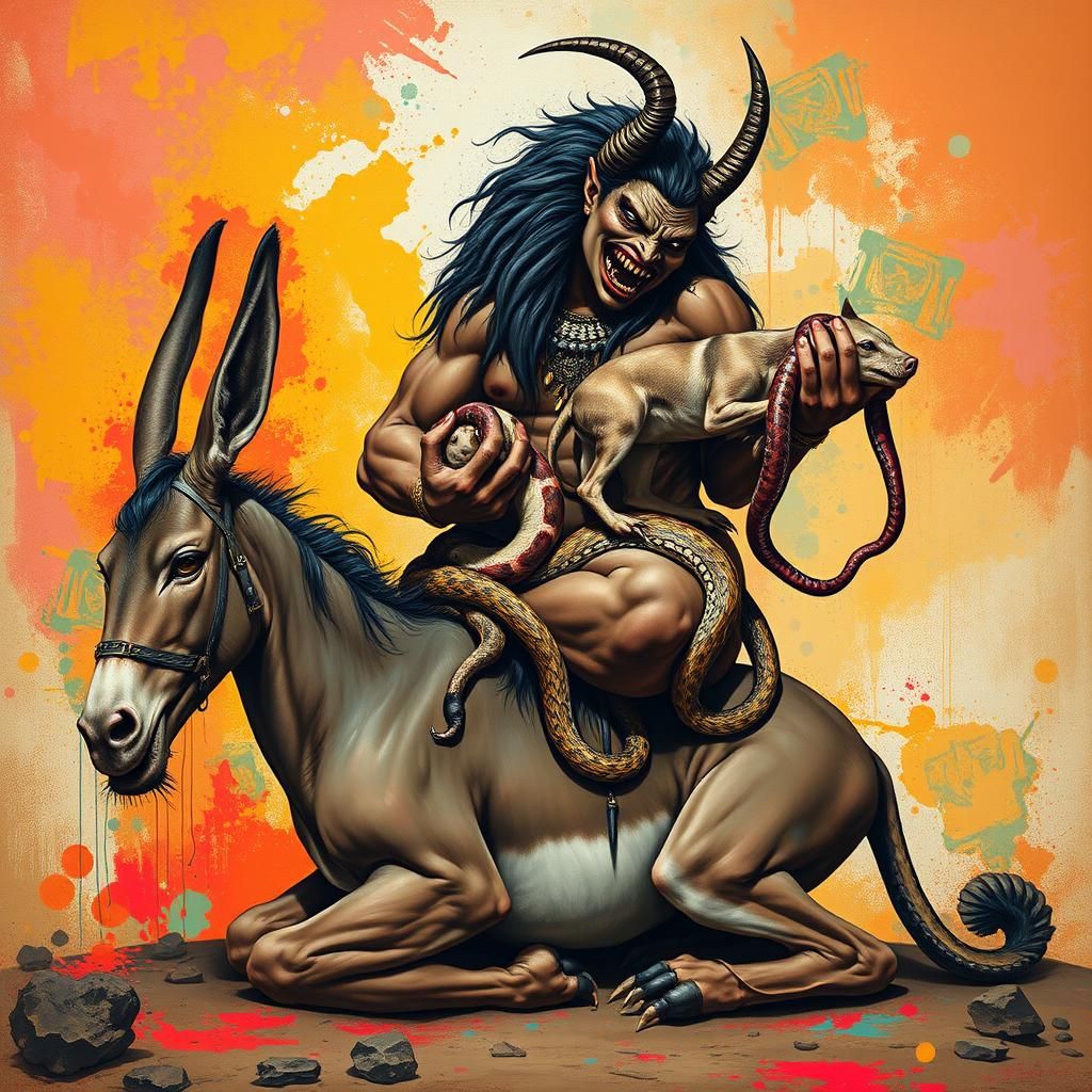 Lamashtu: Mythological Demon in Surreal Street Art