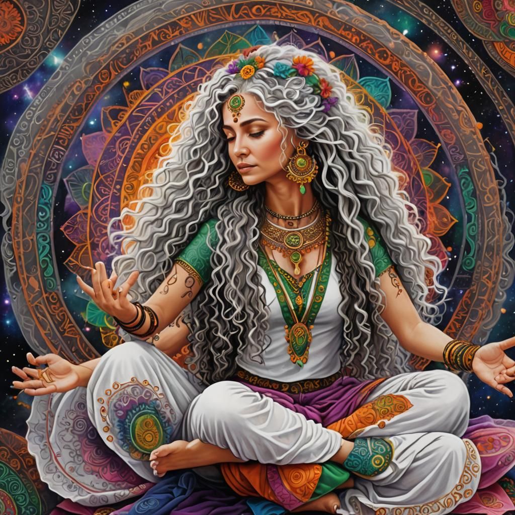 Cosmic Dancer with Mandala and Chakra Aura