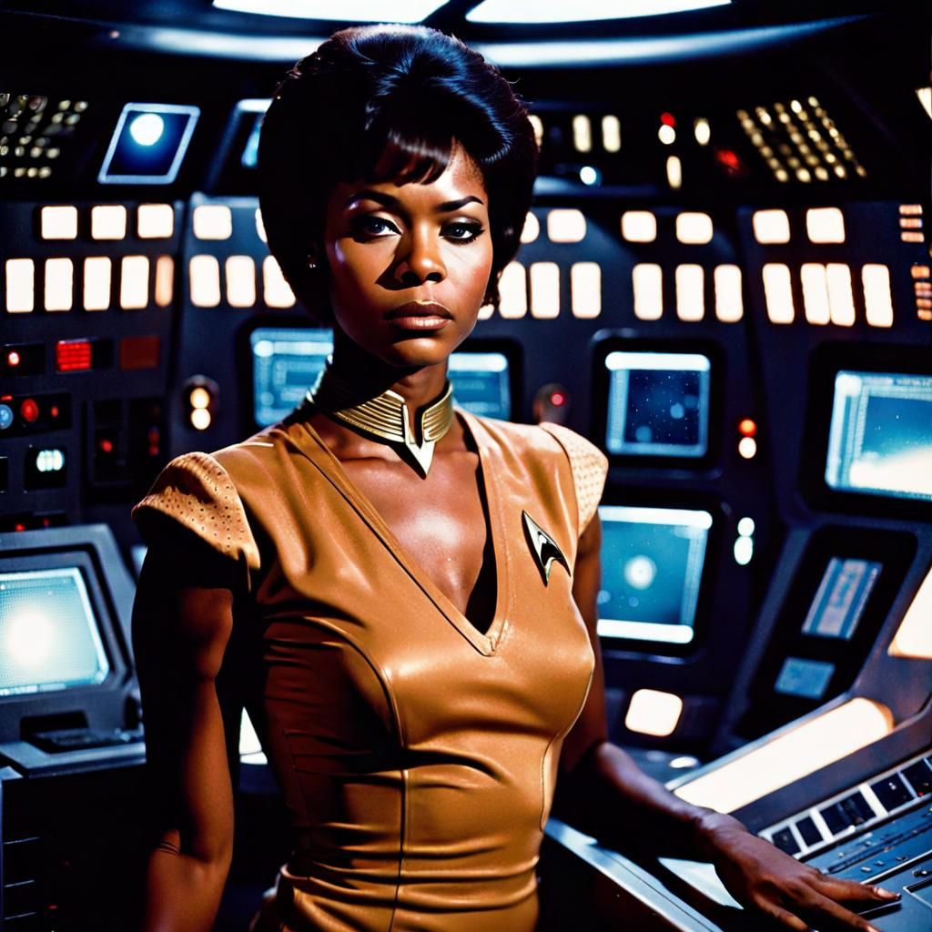 Retro 70s Star Trek Portrait on Enterprise