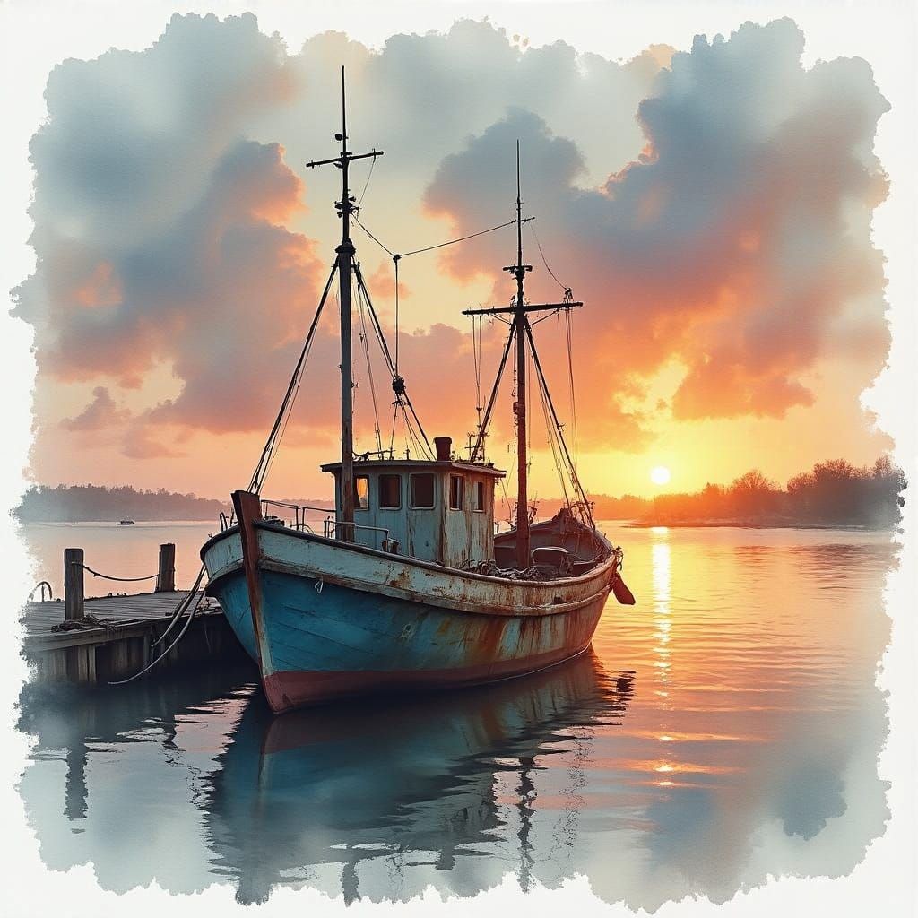 Ethereal Sunset Whispers in Delicate Watercolour