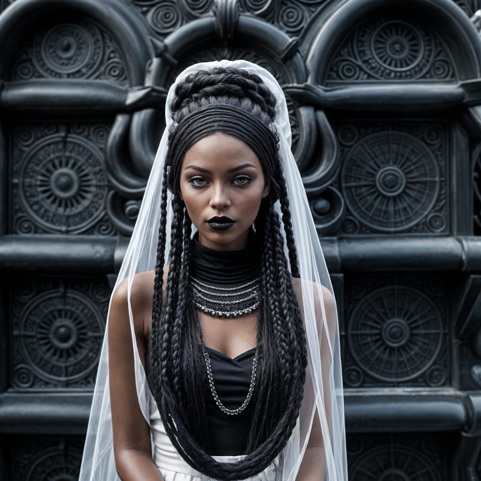 Black Doll with Kokoshnik in Fairytale Style