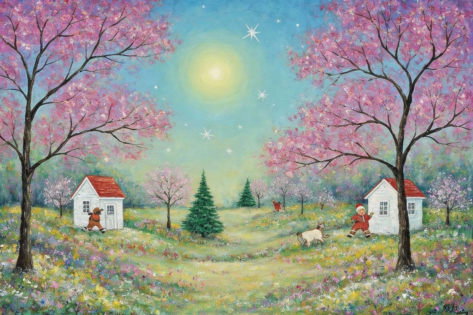 Whimsical Winter Wonderland in Bright Naive Style