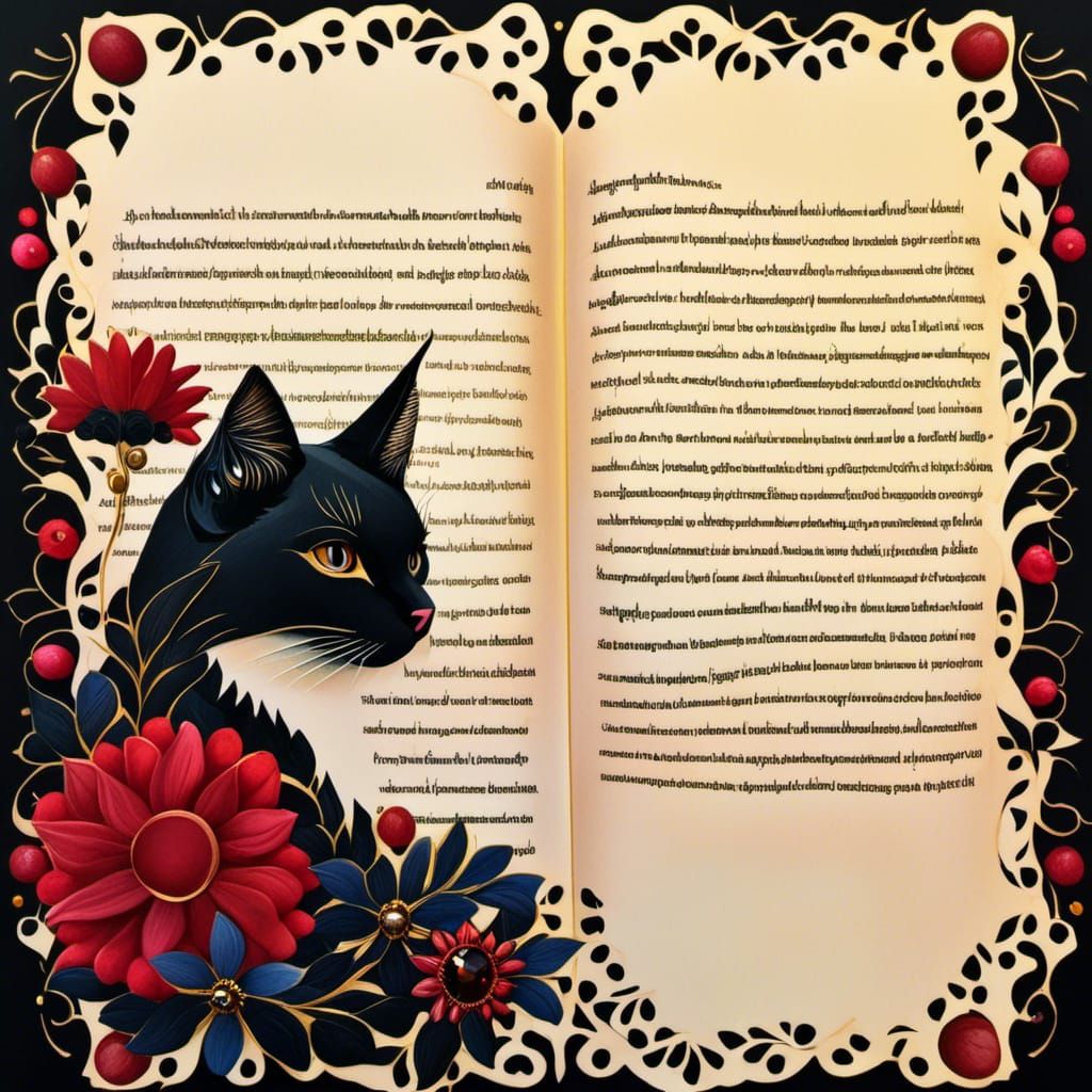 Gothic Cat Junk Journal Page with Steampunk Elements