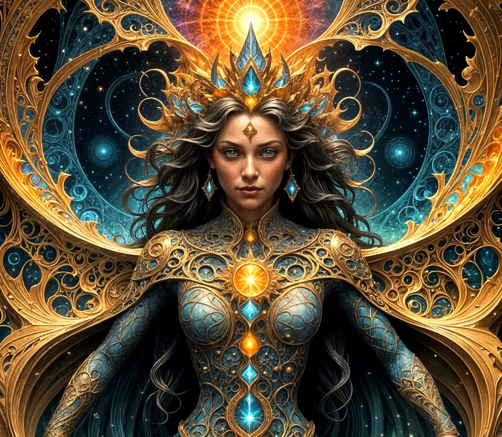 Divine Cosmic Illustration in Soft Focus with Heavenly Sunsh...