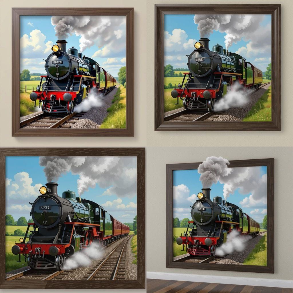Steam Train Breaks Through Painting Frame