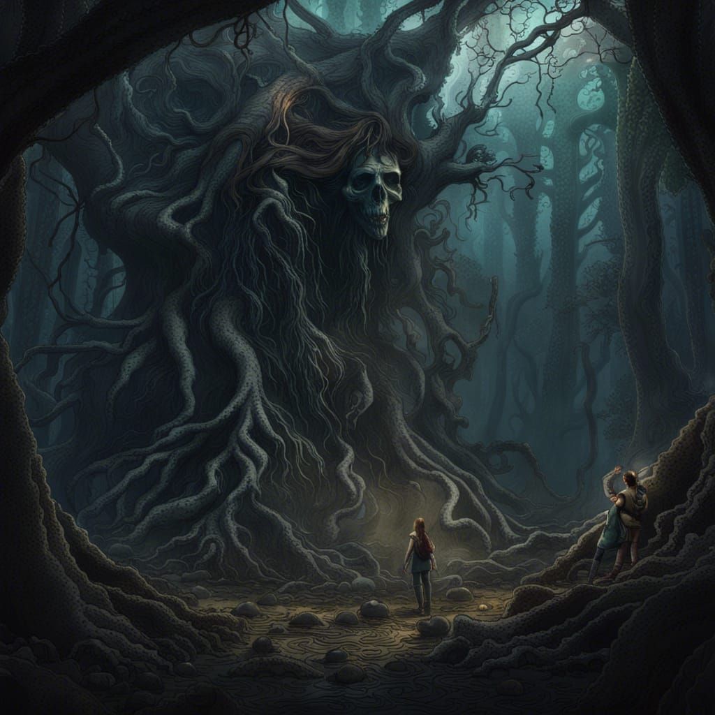 Terrifying Horror Forest with Scared Maiden
