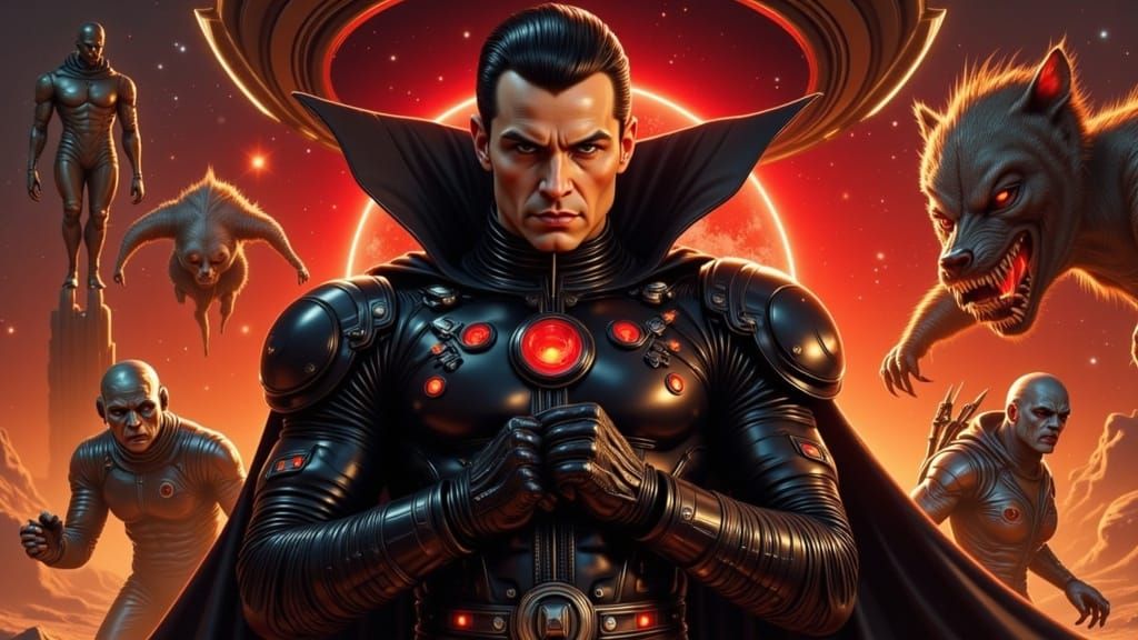 Dracula Commands His Supernatural Crew in a Futuristic Space...