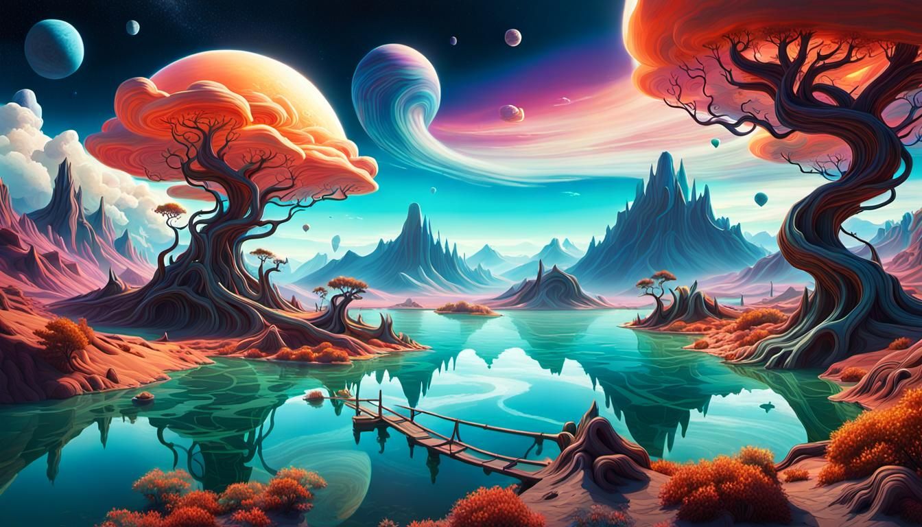 Exoplanet Landscape in Surrealist Style