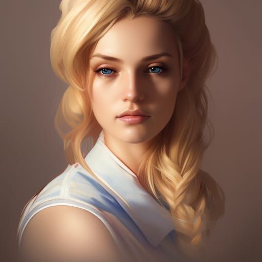 Beautiful Blonde Nurse Portrait in Digital Painting Style
