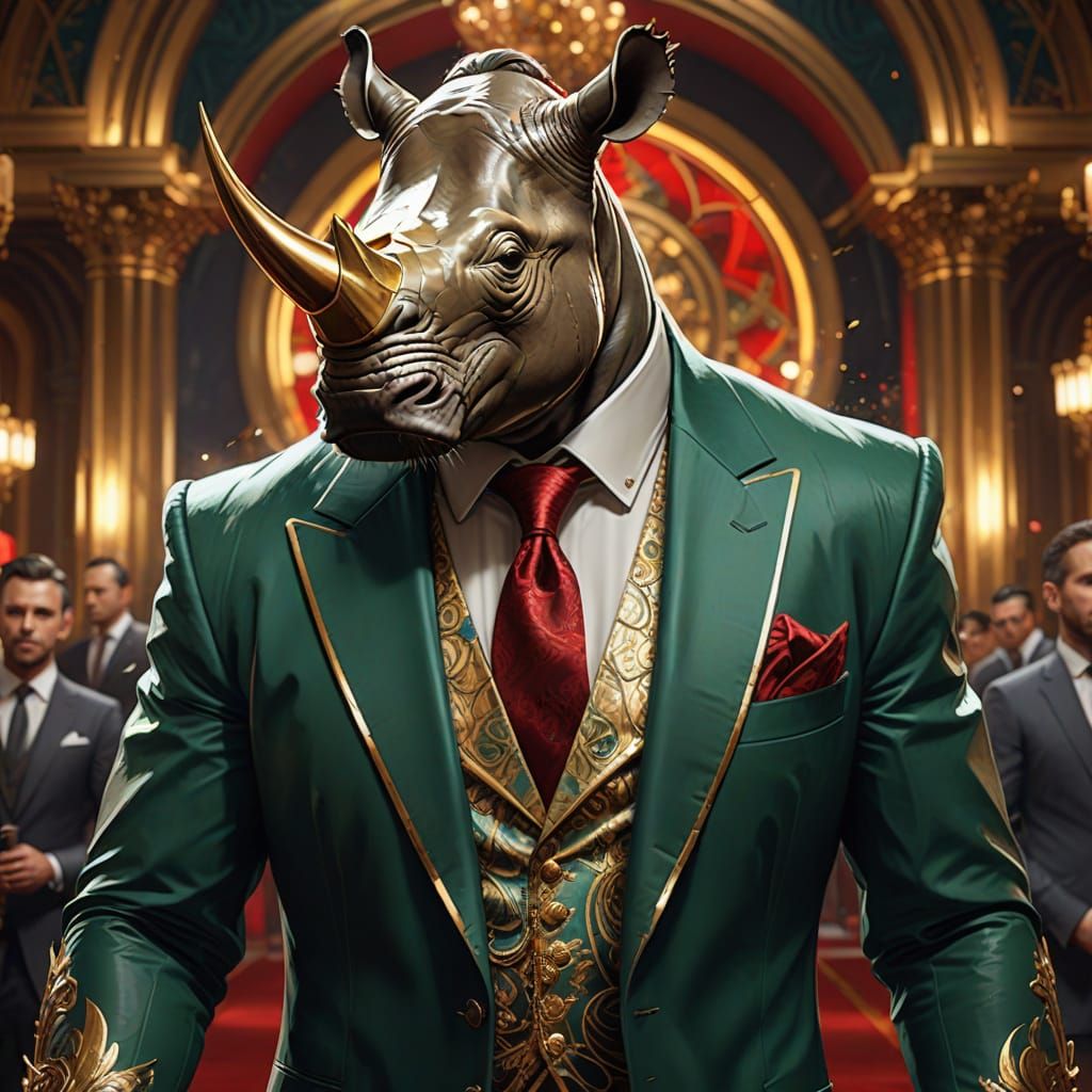 Elegant Rhinoceros on the Red Carpet
