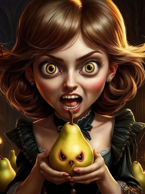 Angry Pear with Big Eyes, Fantasy Art