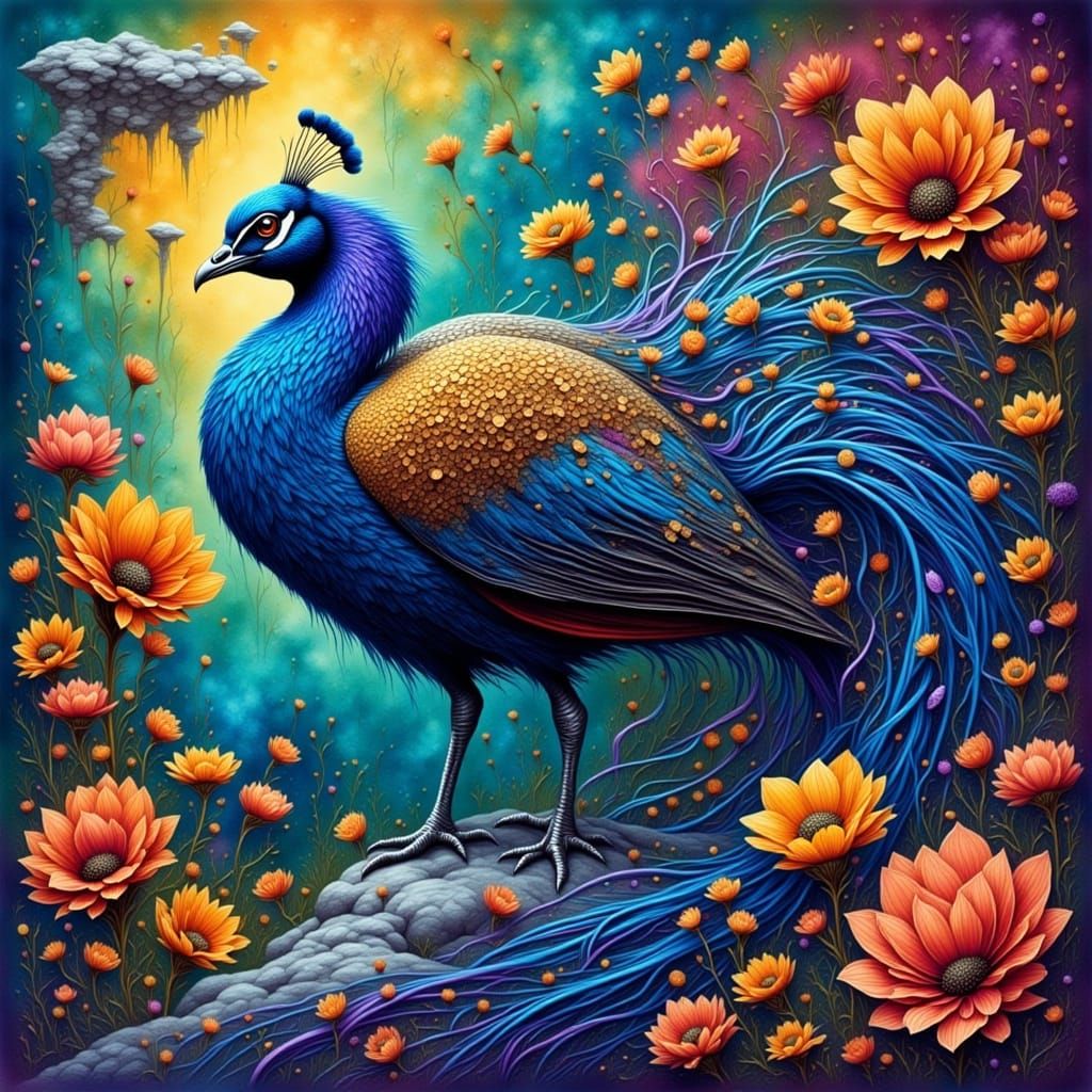 Eclectic Dream Art: Iridescent Peacock Portrait