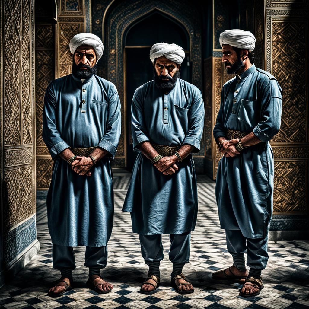Persian Prisoners Before the King: Hyperrealistic Palace Sce...