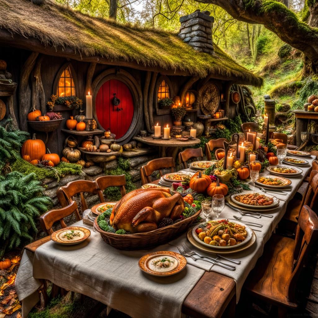 Thanksgiving Feast in Hobbit Village: HDR Photography