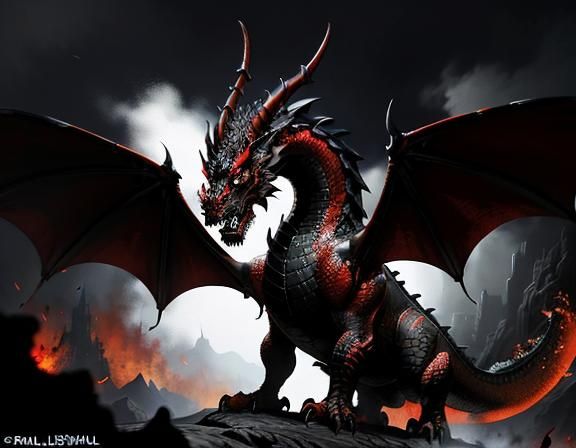 Fiery Dragon in Dynamic Fantasy Art Style
