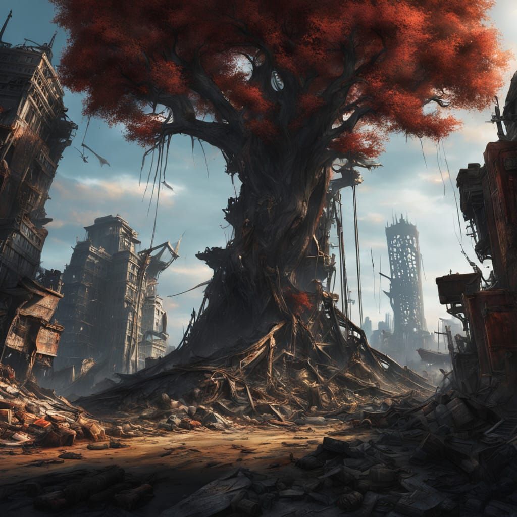 Post-Apocalyptic New York City Coastline at Midnight