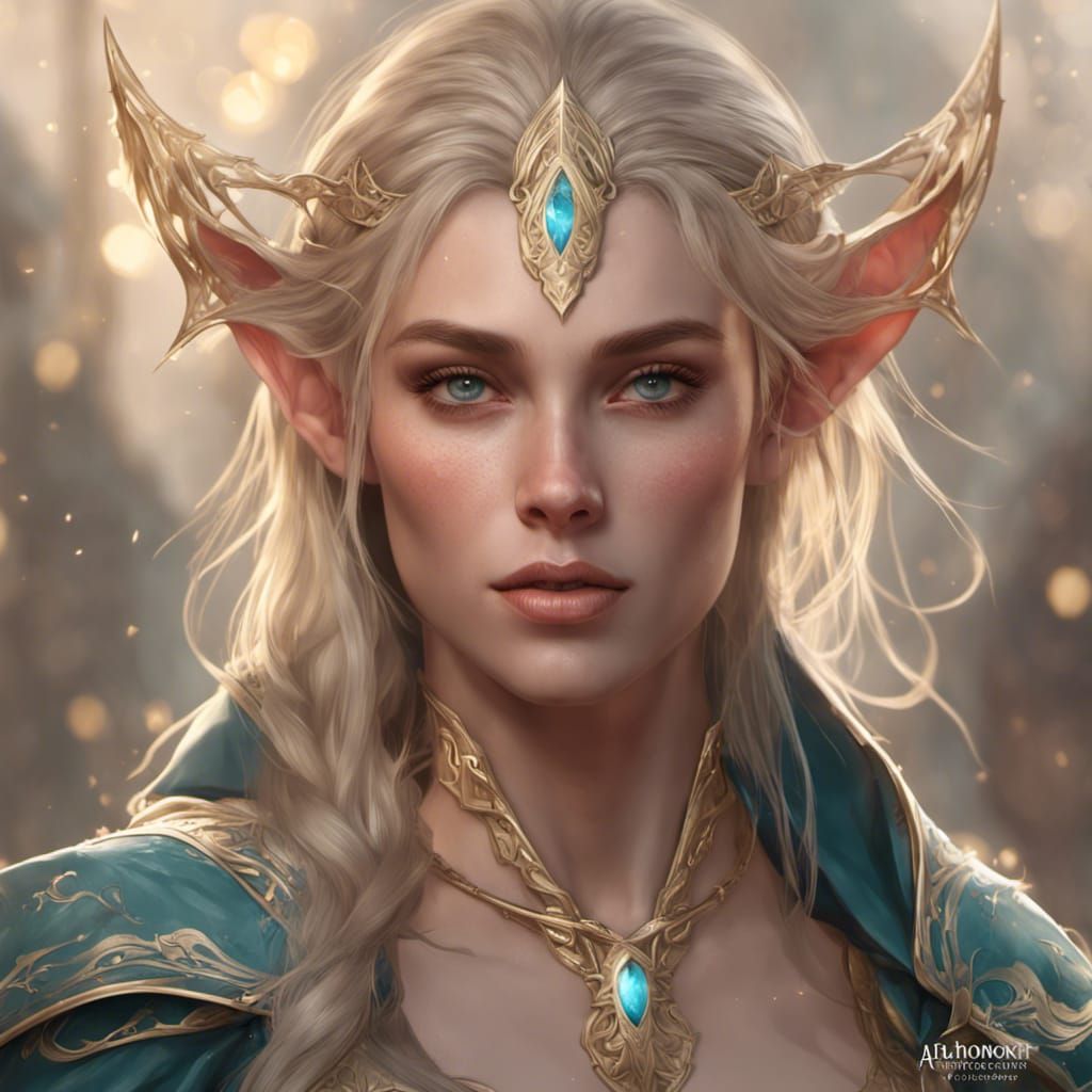Elven Sorceress Portrait in Hyperdetailed Digital Art