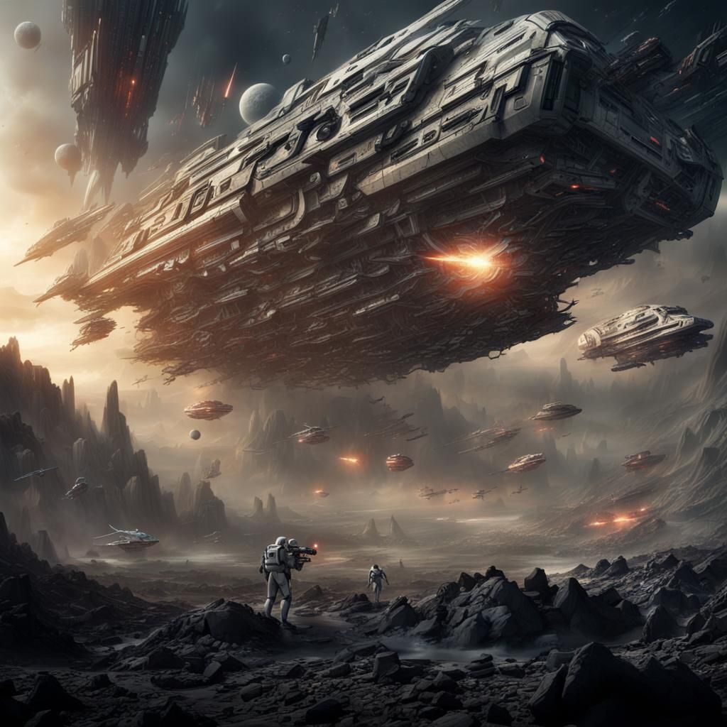 Epic Space Battle: Dramatic Digital Matte Painting